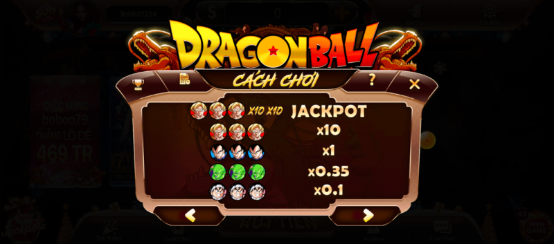 Luật chơi mini game Dragon Ball tại Sunwin club