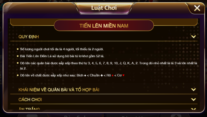 Những thông tin cần thiết khi chơi game bài Tiến Lên Miền Nam sun win